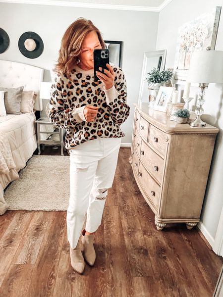 Target leopard sweater fits tts, white straight jeans from Express, taupe booties

Casual outfit, sweaters, target style, target fashion, target finds, sale, fall outfit, fall fashion, boots, jeans, fashion over 40

#LTKsalealert #LTKunder50 #LTKstyletip