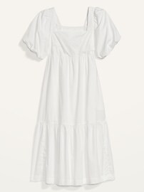 Fit & Flare Puff-Sleeve Cotton-Poplin Smocked All-Day Midi Dress for Women | Old Navy (US)