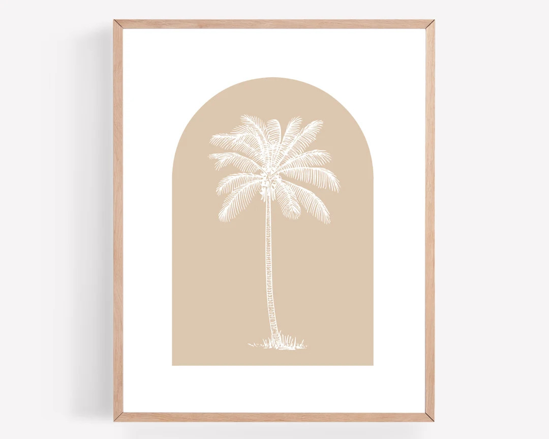 Palm Tree Printable, Arch Printable, Mauve Artwork, Botanical Print, Coastal Print, Coastal Wall ... | Etsy (US)