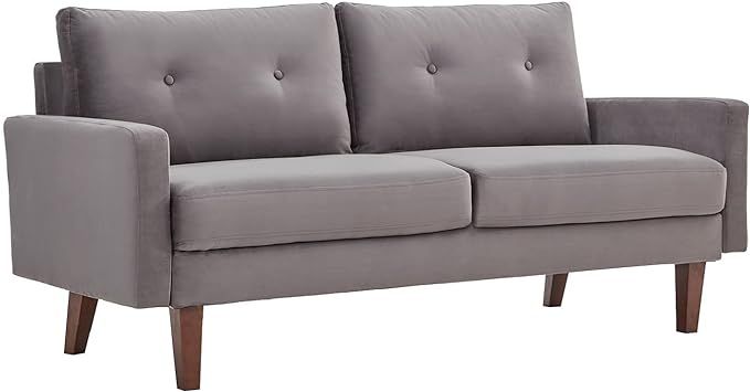 Amazon.com: Dreamsir 69" Modern Cream Love Seats Sofa Couch Furniture, Velvet Fabric Mid Century ... | Amazon (US)