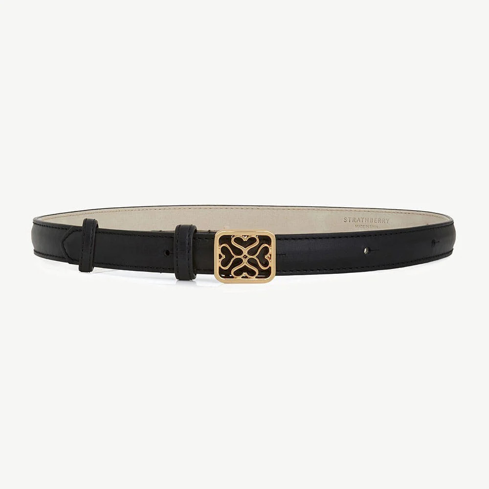 Strathberry Monogram Thin Buckle Belt - Black | Strathberry
