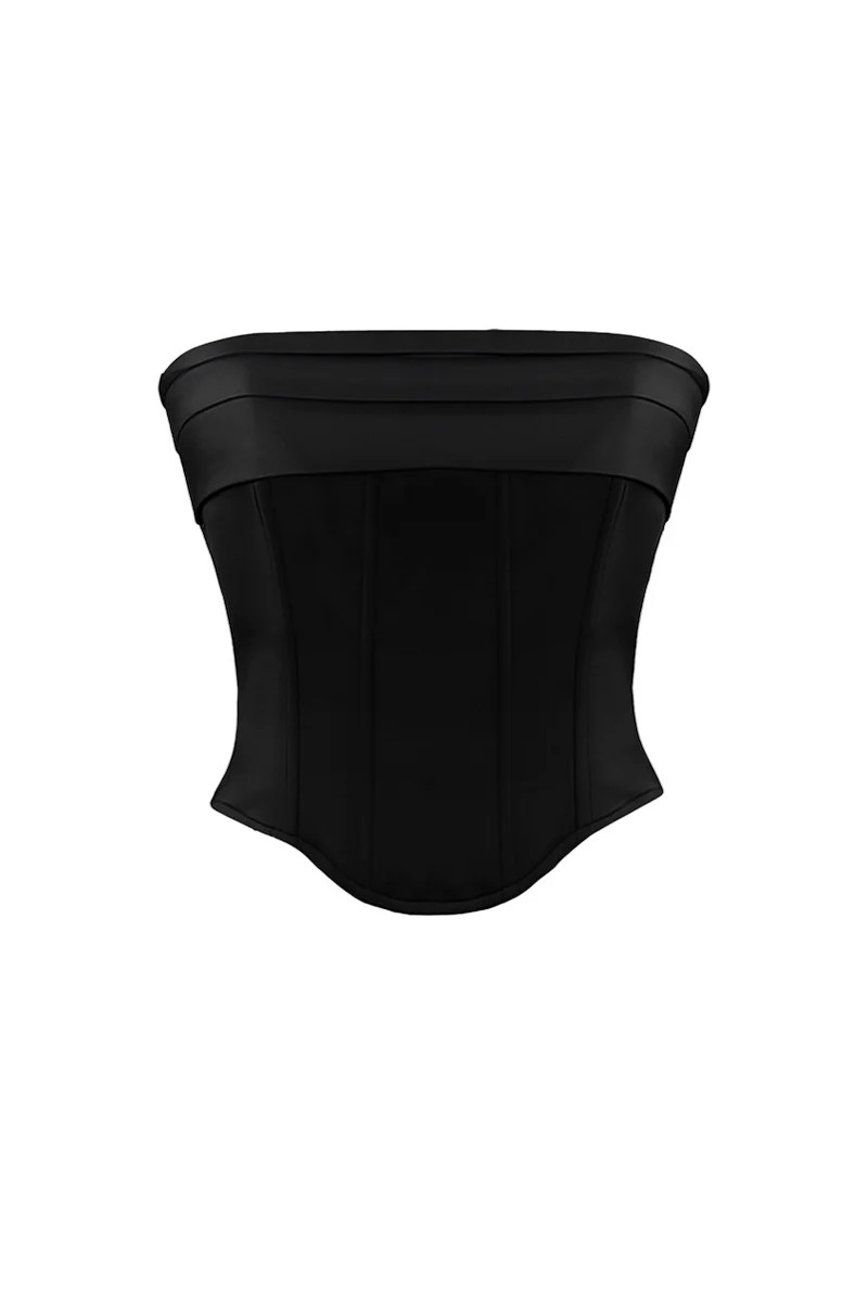 BRIDGET SATIN CORSET IN BLACK | Nazli Ceren | CULT MIA | CULT MIA UK LTD