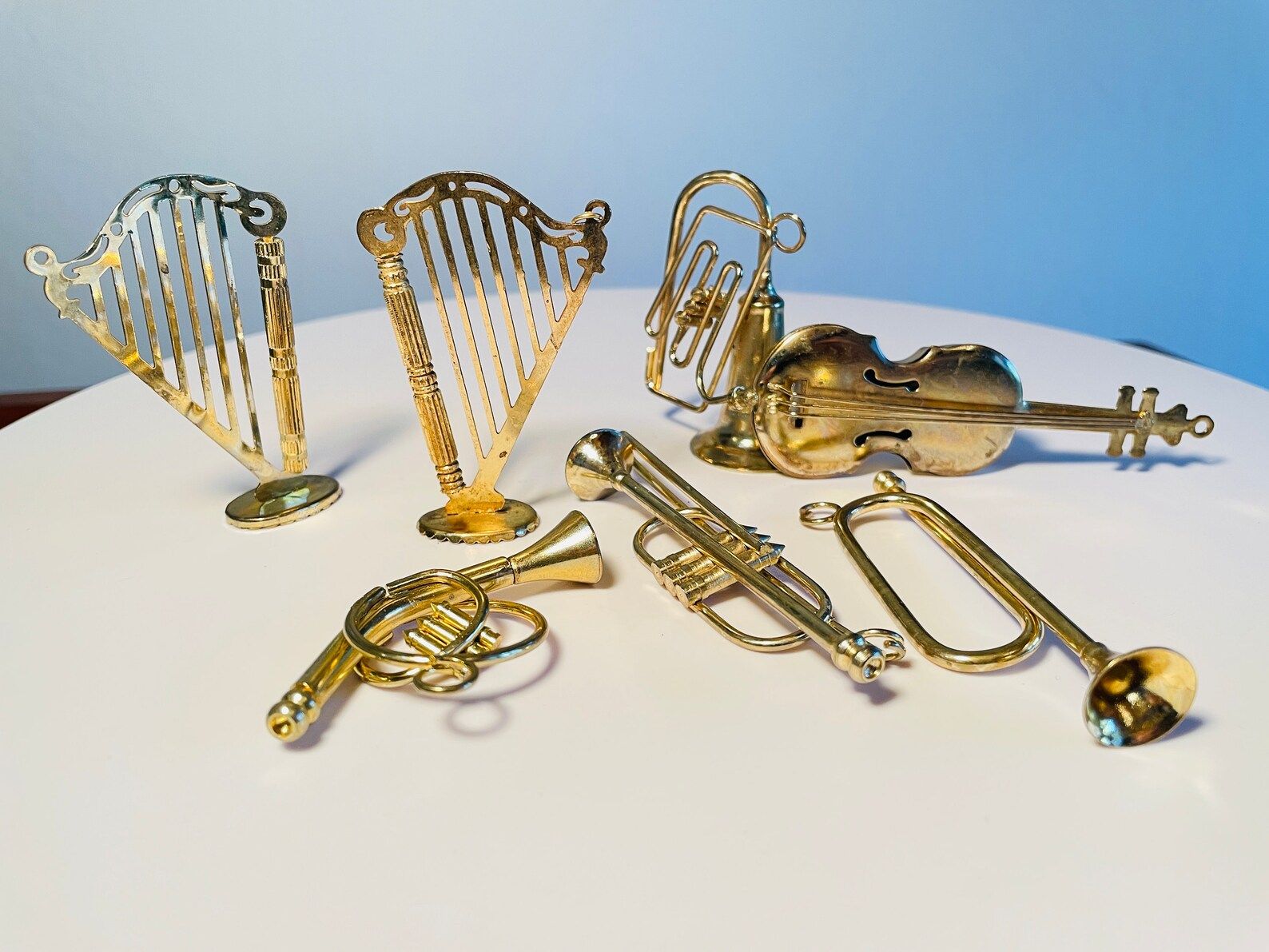 Vintage Brass Musical Instrument Ornaments Miniature Violin - Etsy | Etsy (US)