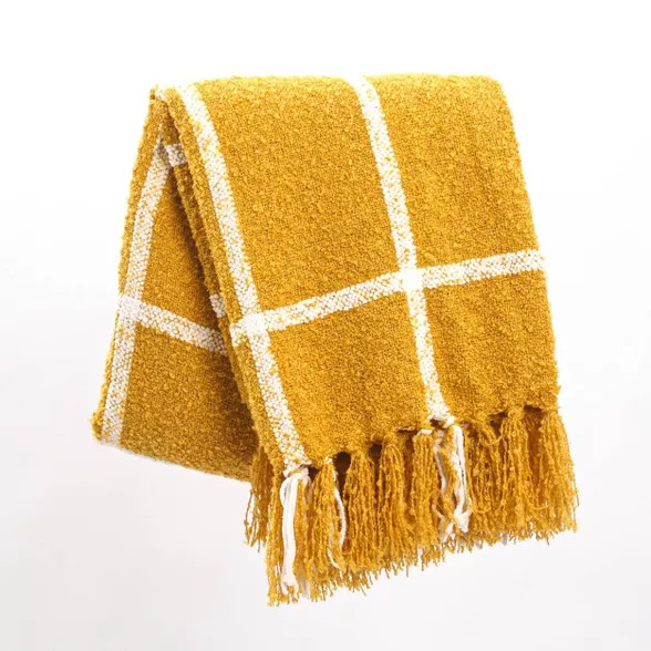 60"x50" Plaid Boucle Woven Decorative Throw - Evergrace | Target