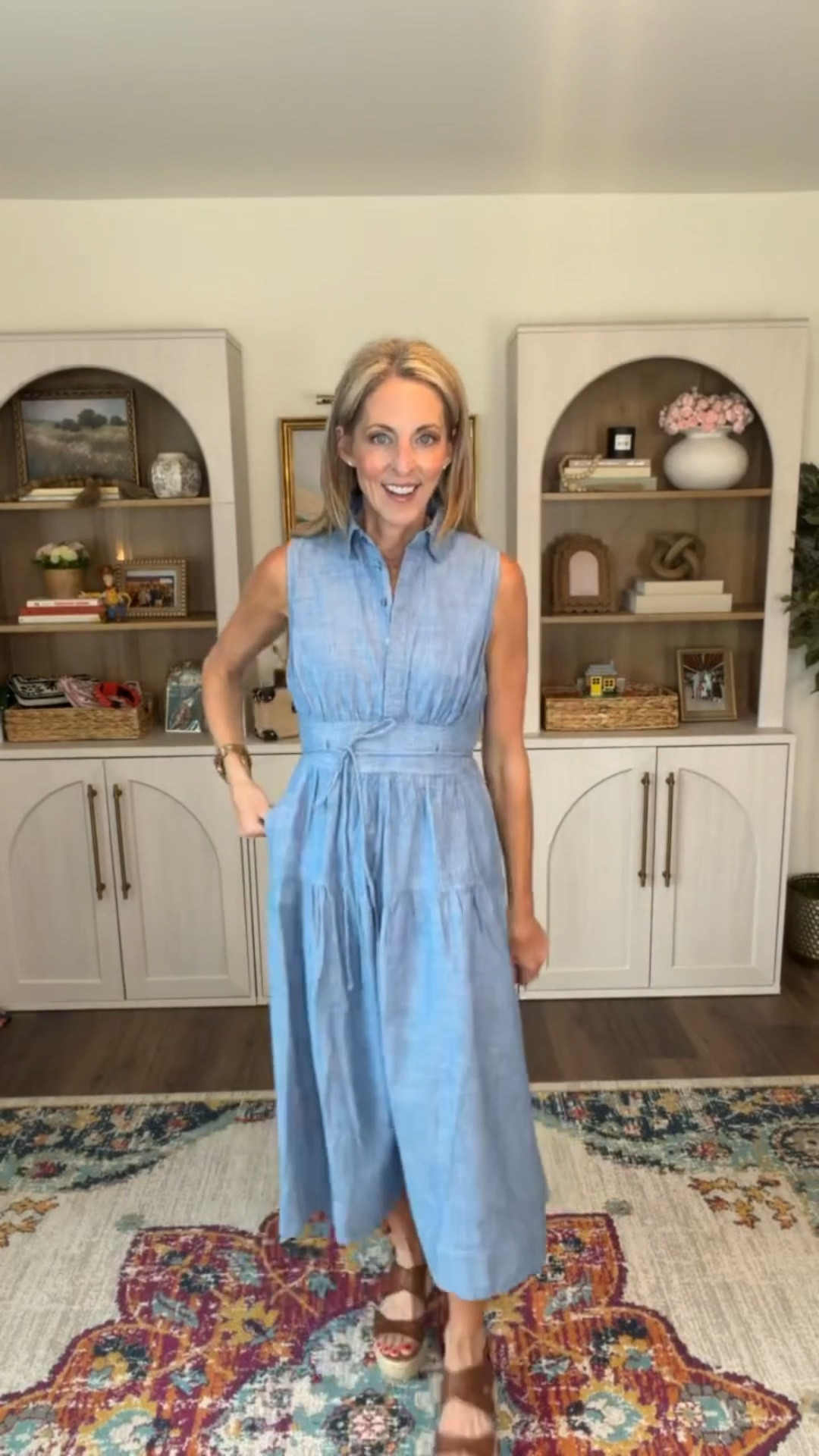 Everything about this chambray dress screams boutique, and the price tag will leave you speechless! The material is so nice and flowy while still giving great structure. I love the way it feels and these shoes are so cute. This dress keeps selling out, but is back in stock. I 100% recommend it? And would purchase it again, and again. 
Back to school teacher dress

#LTKOver40 #LTKSeasonal #LTKWorkwear