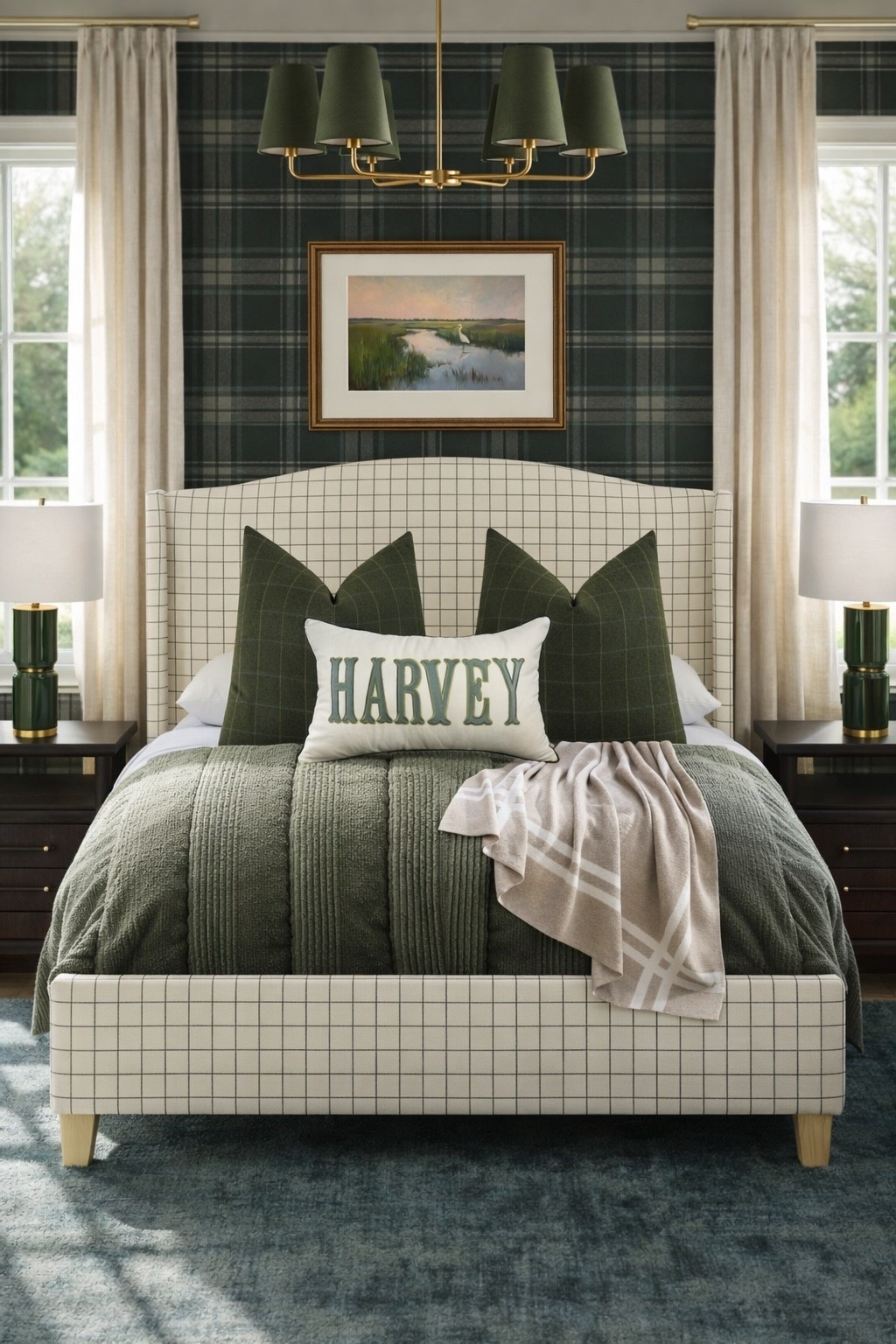 A green and plaid bedroom 

#bedroom #homedecor #wallpaper 

#LTKHome #LTKSaleAlert #LTKKids