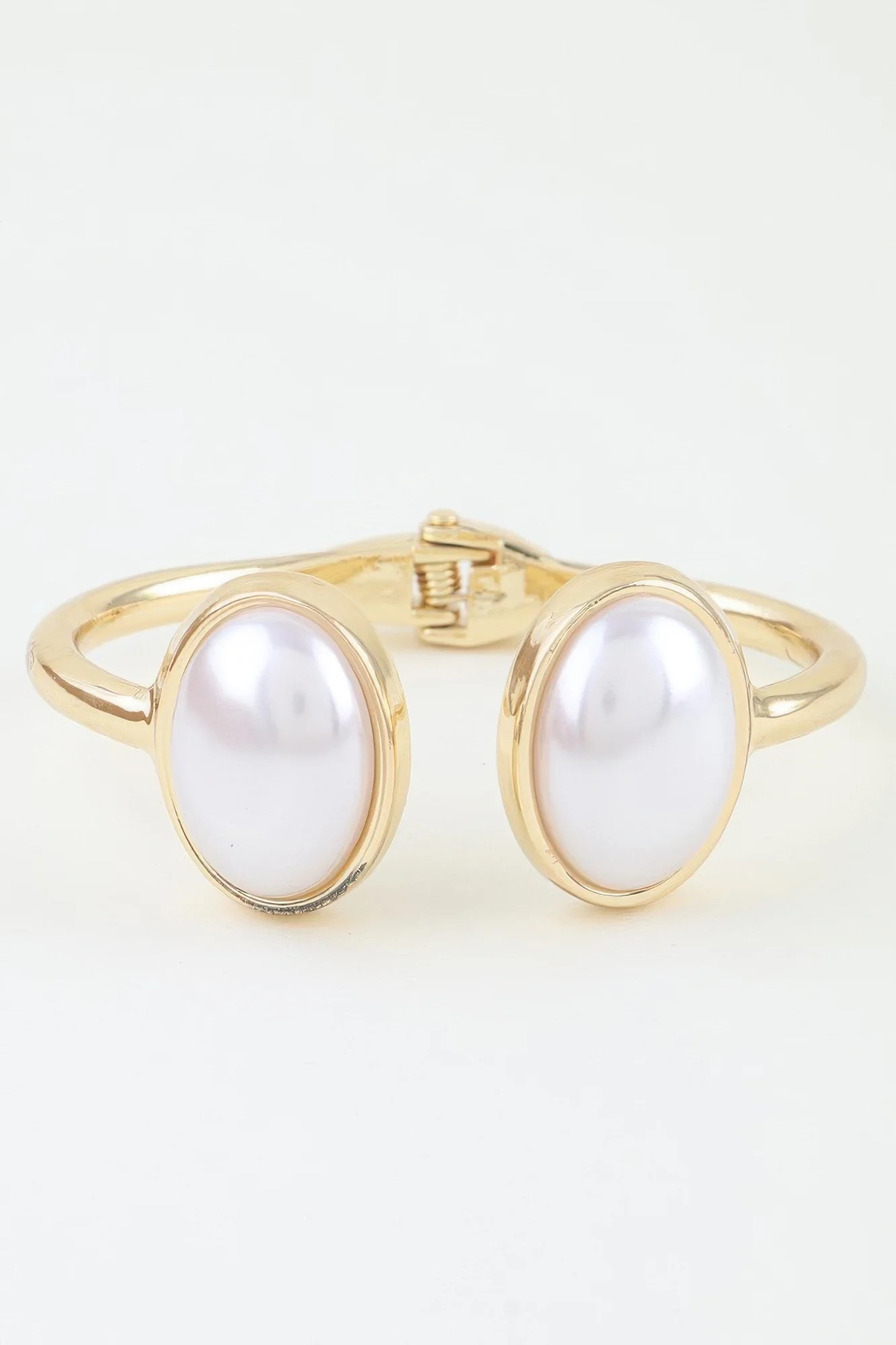 Polished Pearl Stone Open Cuff Bracelet | Shop Simon