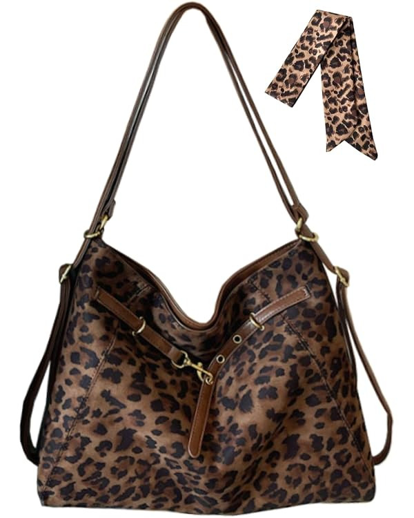 Leopard Print Tote Bag Cheetah Hobo Bag Leopard Print Purse Crossbody | Amazon (US)