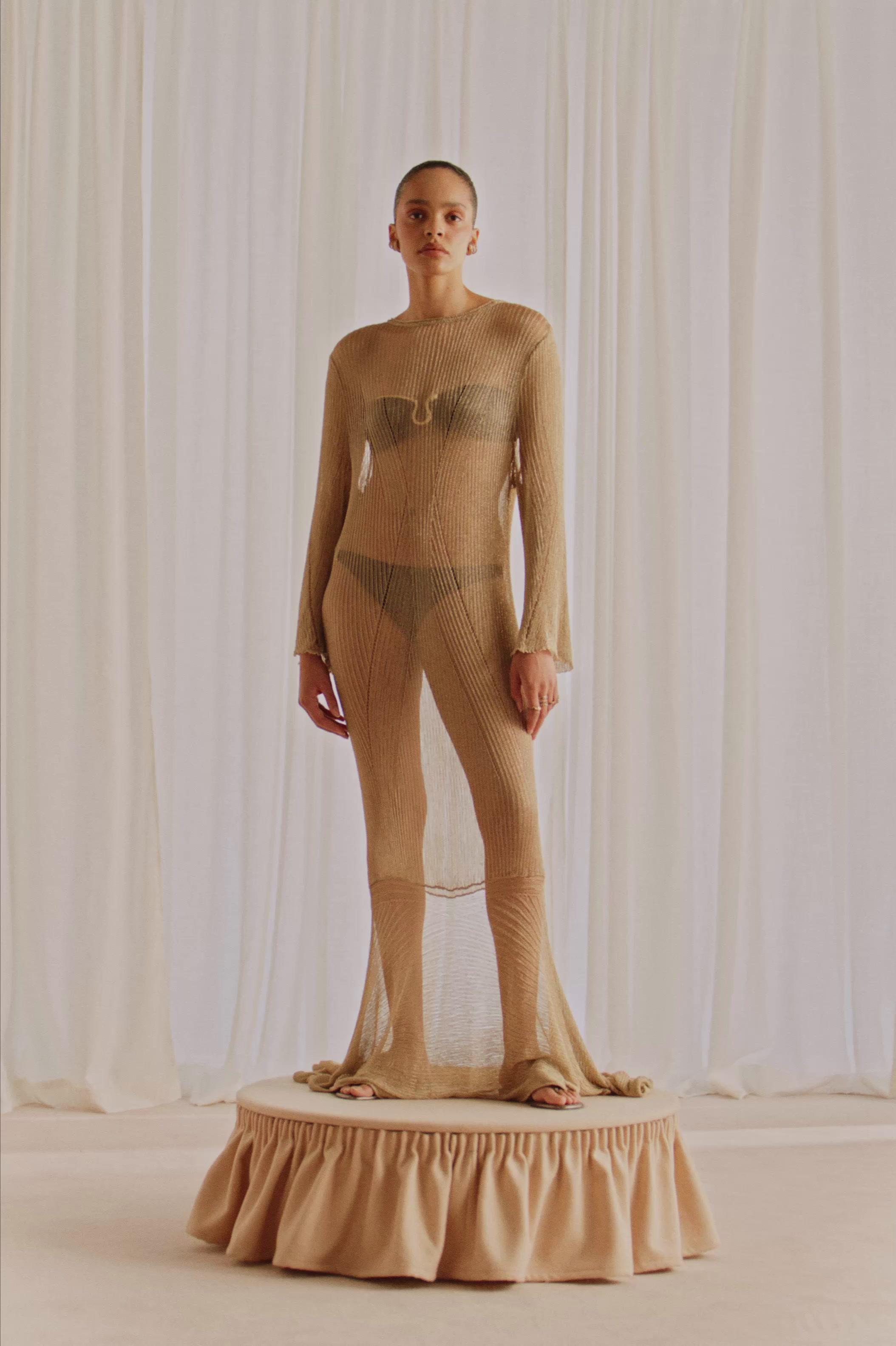 METALLIC THREAD KNIT MAXI DRESS MARISA BERENSON X ZARA | Zara US