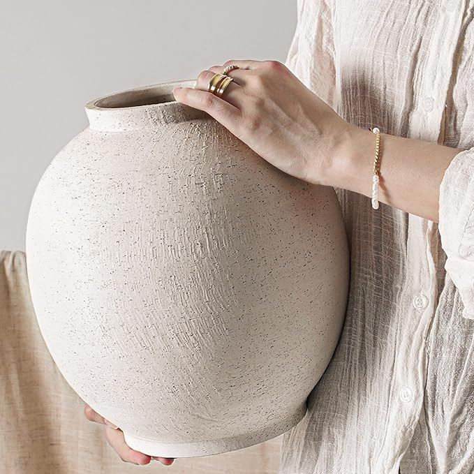 Ceramic Rustic Vase, 10.8 Inch Farmhouse Minimalist Tall Flower Vase for Table, Living Room, Home... | Amazon (US)