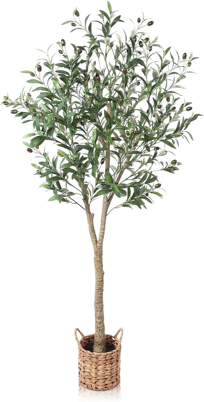 SOGUYI Artificial Olive Tree 5ft Tall Fake Plant, Faux Olive Tree Topiary Silk Trees with Handmad... | Amazon (US)