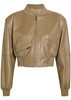 Sculpted leather cropped bomber jacket | Harvey Nichols