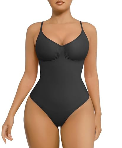 FeelinGirl Bodysuits for Women Tummy Control Shapewear Sculpting Thong Full Bust Body Shaper Slimming Black XL-XXL | Amazon (US)