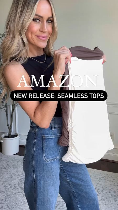 New seamless tops from Amazon! Love the side ruching details and neckline options! Wearing XS

wide leg cropped jeans come in 2 colors - wearing size xs petite. Discount code KATEROSExSPANX 


#LTKFindsUnder50 #LTKStyleTip #LTKOver40