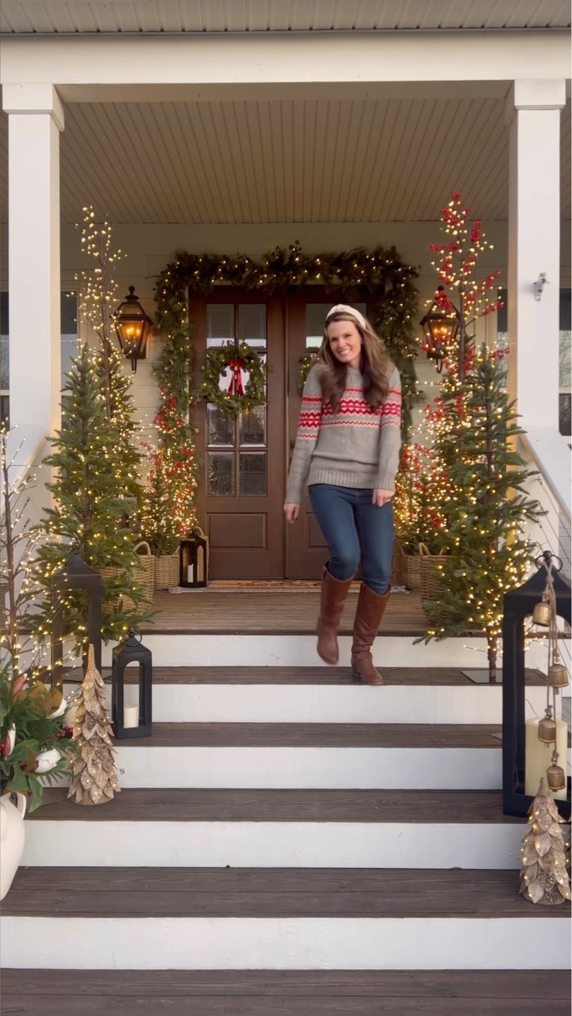 Last years Christmas front porch was a dream! I loved working with pottery barn on this and all of the lights were so pretty! I used a ton of different textures and plenty of green with pops of red! It was a fave of mine for sure! Hoping to finish decorating my doors and porch this week!

#LTKHome #LTKSeasonal #LTKHoliday