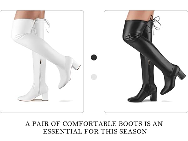 CAMSSOO Women's Thigh High Boots Heeled Over The Knee Boots Fashion Sexy Winter Low Chunky Block Hee | Amazon (US)