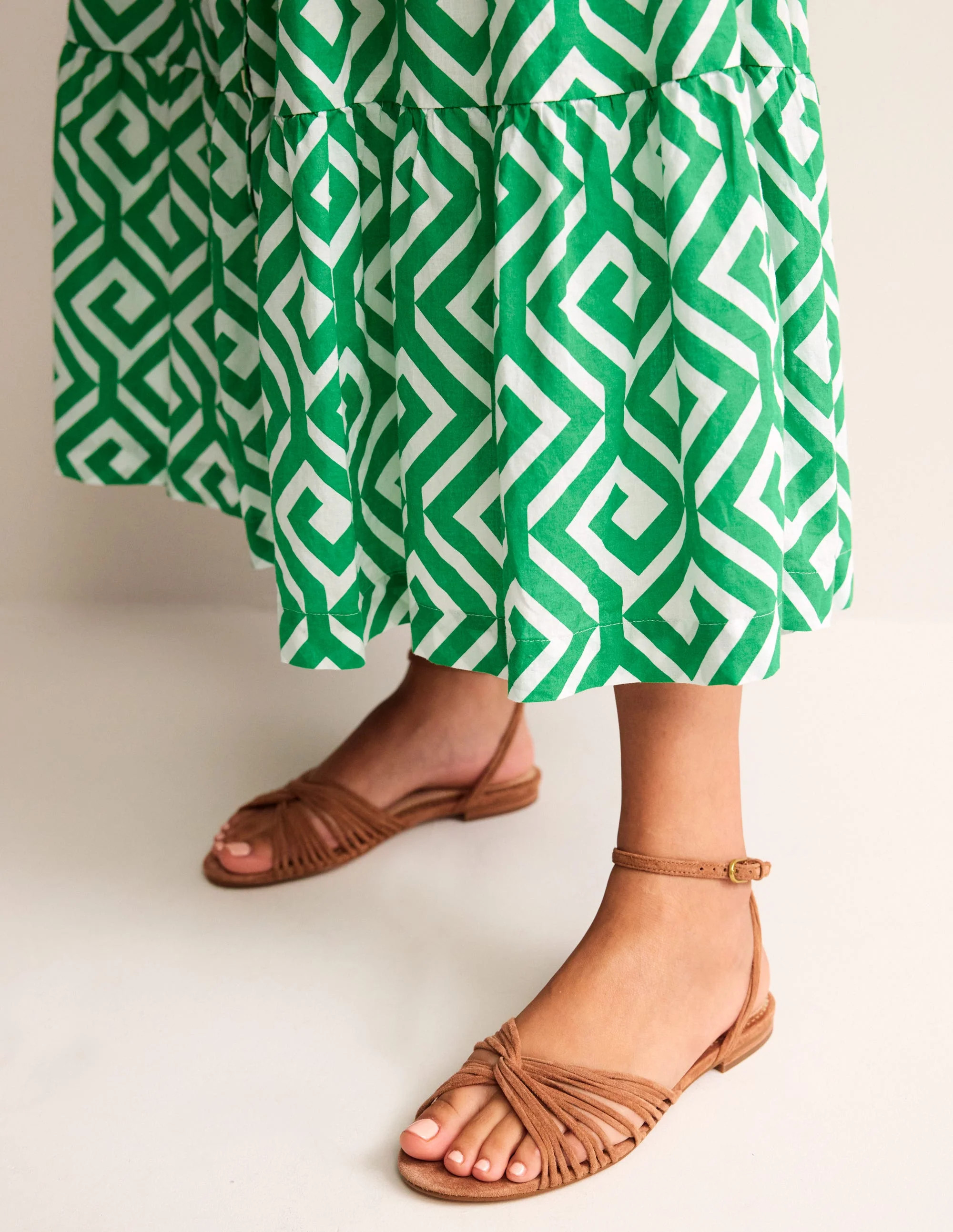 Twist Front Flat Sandals-Tan Suede | Boden UK