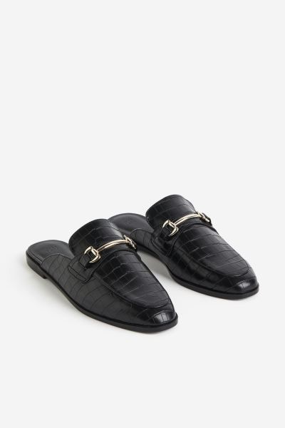 Horsebit Mule Loafers - Black/crocodile-patterned - Ladies | H&M US | H&M (US + CA)