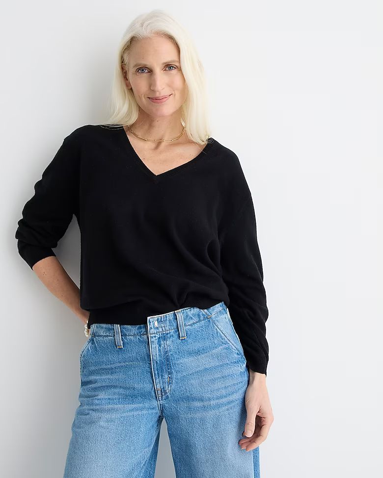 Cashmere relaxed V-neck sweater | J. Crew US