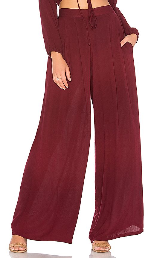 Cleobella Viyanna Wide Leg Pant in Burgundy. - size L (also in M) | Revolve Clothing