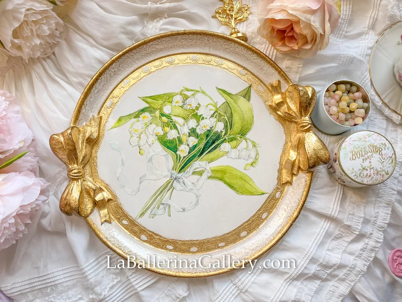 Italian Florentine Tray Wood Gold Rococo Decorative Tea Board Wedding Gift Shabby Chic Italy Roun... | Etsy (US)