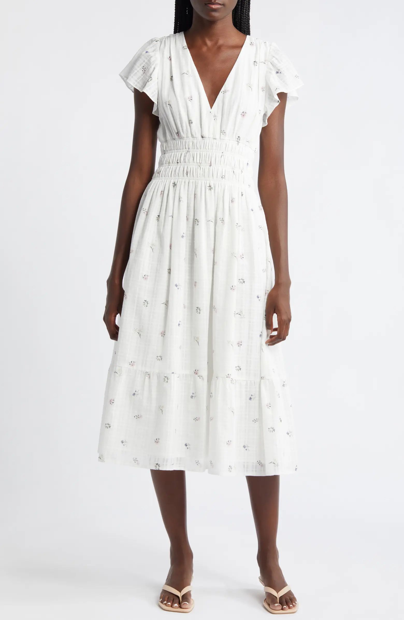 Seona Floral Cotton Gauze Midi Dress | Nordstrom