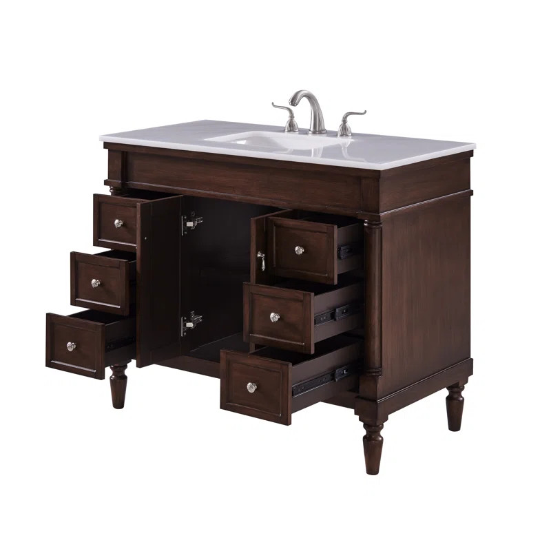 Uriah 42'' Free-standing Single Bathroom Vanity with Marble Vanity Top | Wayfair North America