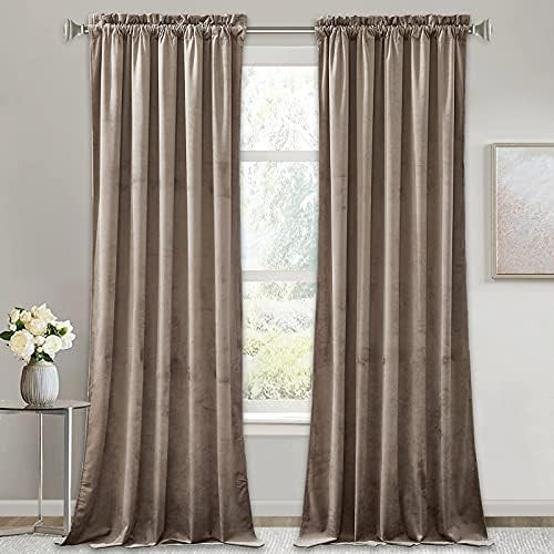 RYB HOME Velvet Curtains 96 inches Long for Bedroom, Super Soft Room Darkening Thermal Insulating... | Amazon (US)