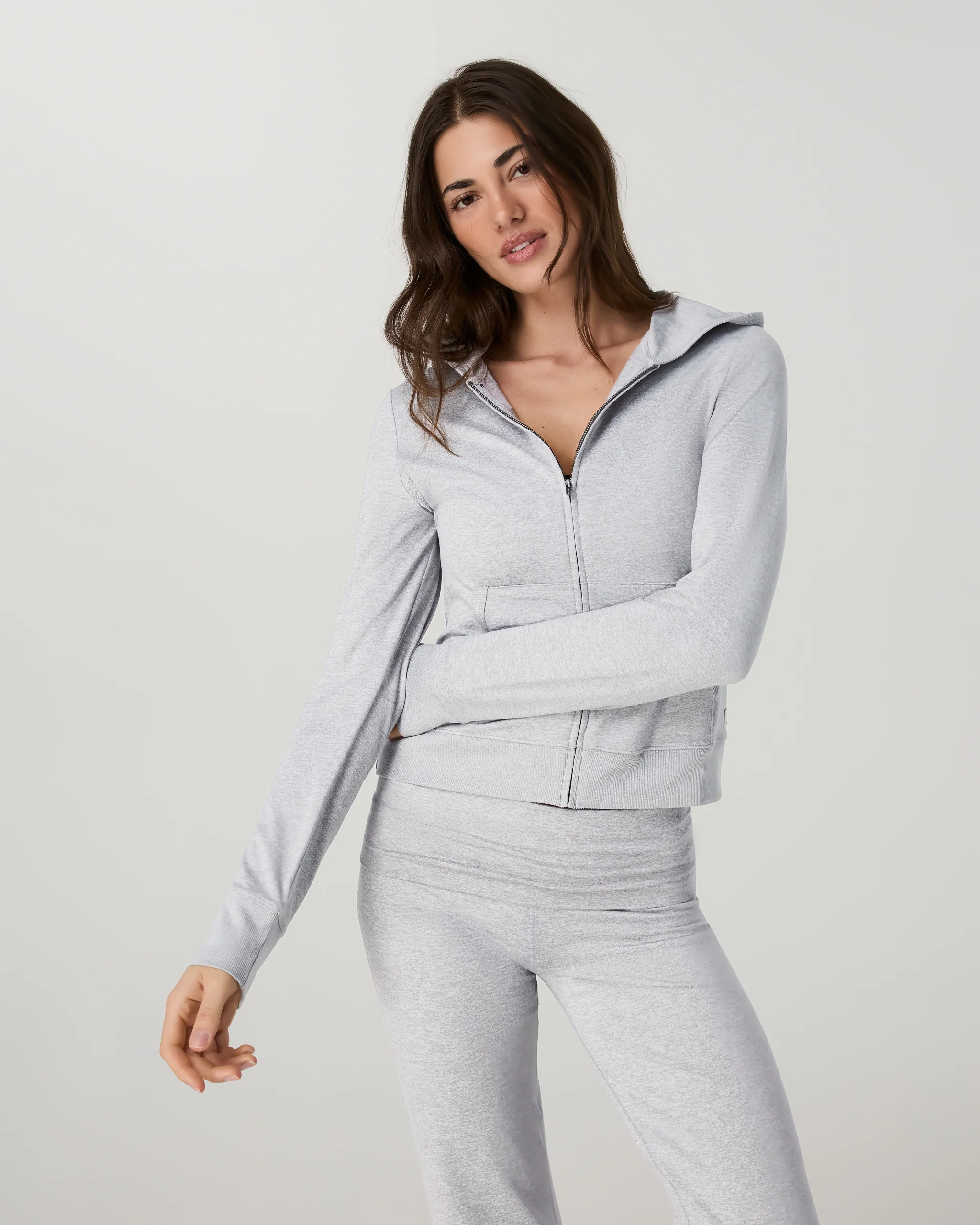 Halo Mini Full Zip Hoodie - Long \u2013 Pale Grey Heather Hoodie \u2013 Vuori | Vuori Clothing (US & Canada)