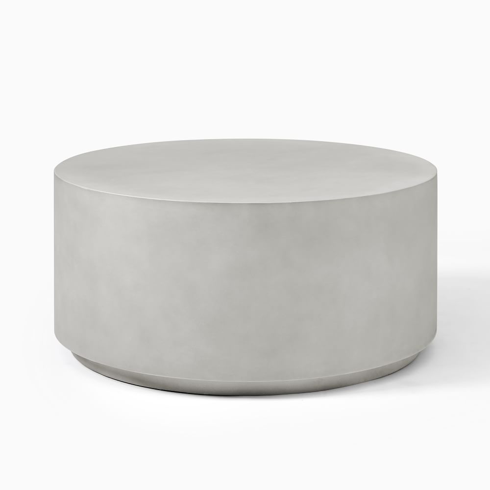 Volume Round Drum Coffee Table (36&quot;) - Concrete | West Elm (US)