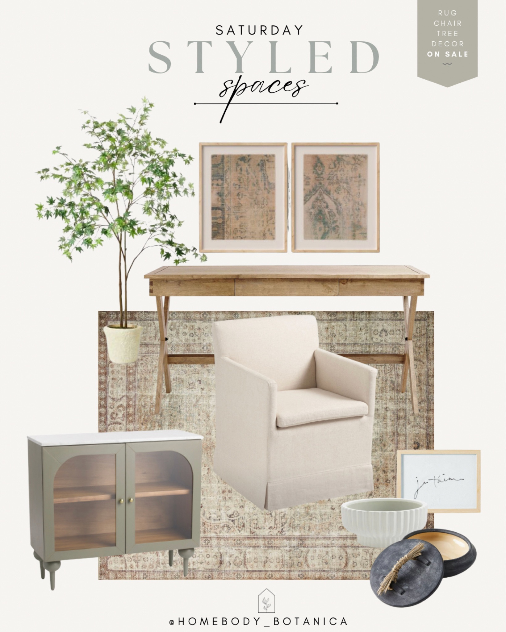 Styled space Saturday 〰️ Love this look, inspired by my own home office 🤍 This rug is 60% off today! Other pieces on sale too 🤗 Happy Saturday! 

#LTKhome #LTKFind #LTKstyletip