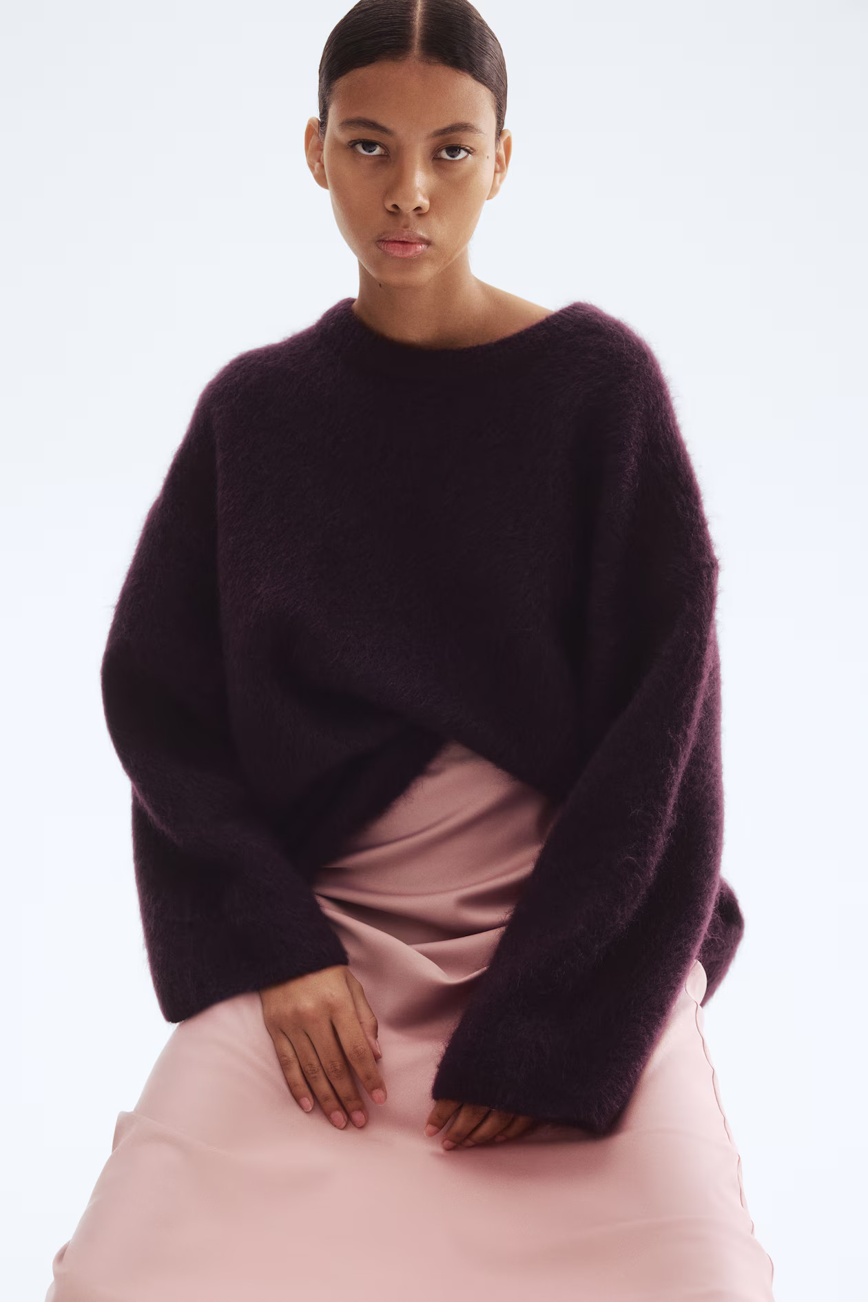 Oversized mohair-blend jumper - Dark purple - Ladies | H&M GB | H&M (UK, MY, IN, SG, PH, TW, HK)
