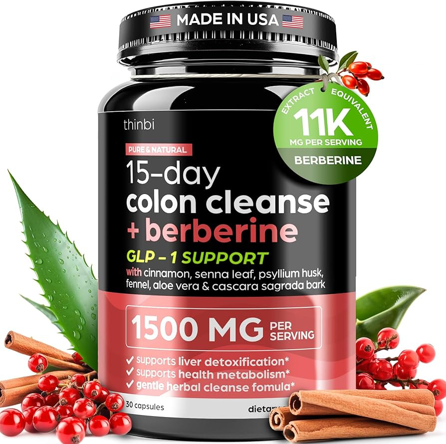 GLP-1 Colon Cleanse Berberine Supplement 1500mg - 15-Day Advanced Detox for Men & Women - Extra S... | Amazon (US)