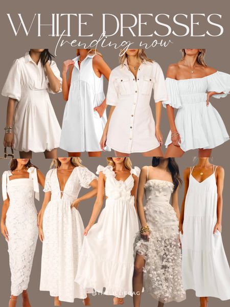 Trending now!! White dresses! 🤍

White dress. Summer dress. Bridal dress. Mini dress. Maxi dress. 

#LTKSeasonal #LTKStyleTip #LTKSaleAlert