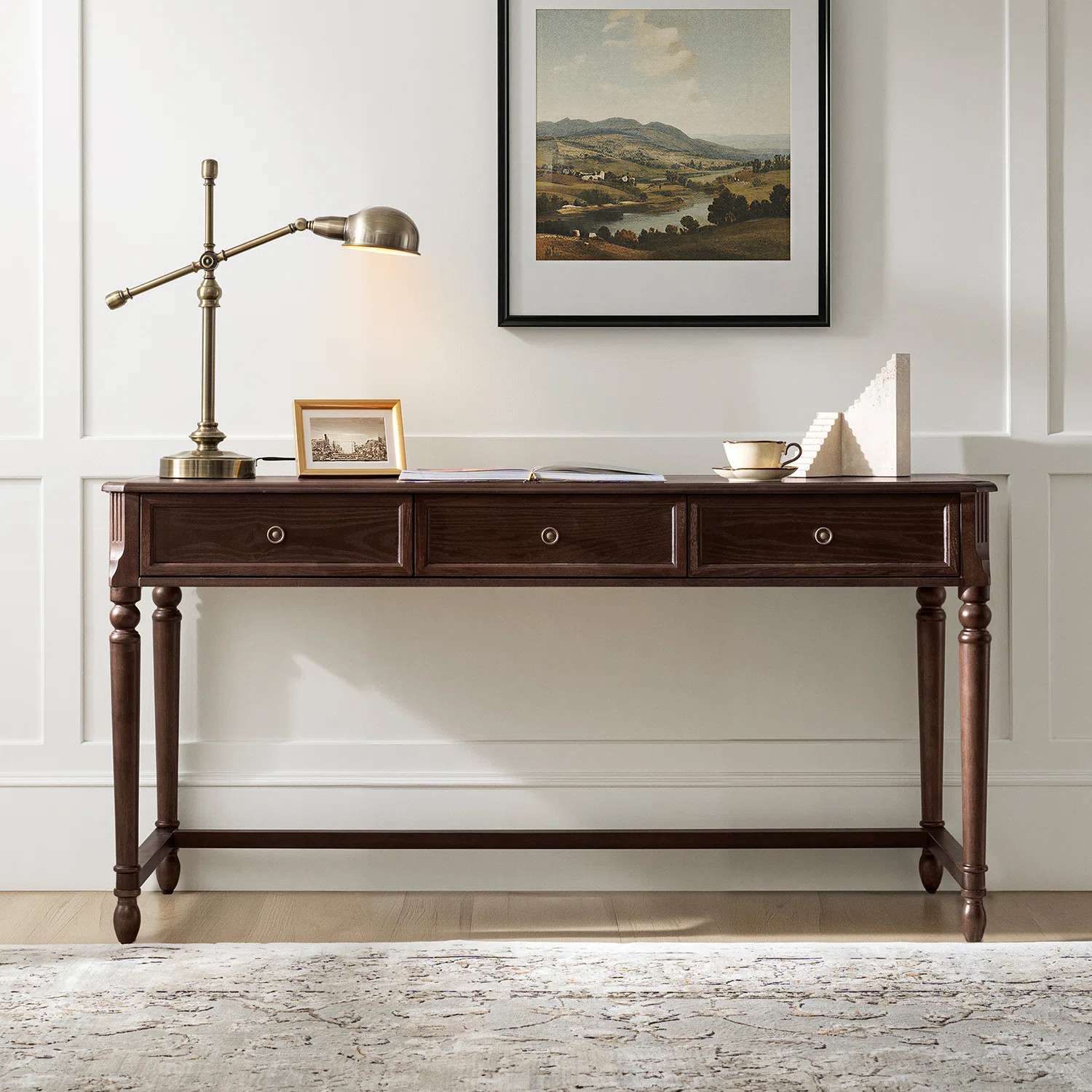 Beryl 60''W Transitional 3 Drawers Simple Assembly Desk with Power Outlets | Wayfair North America