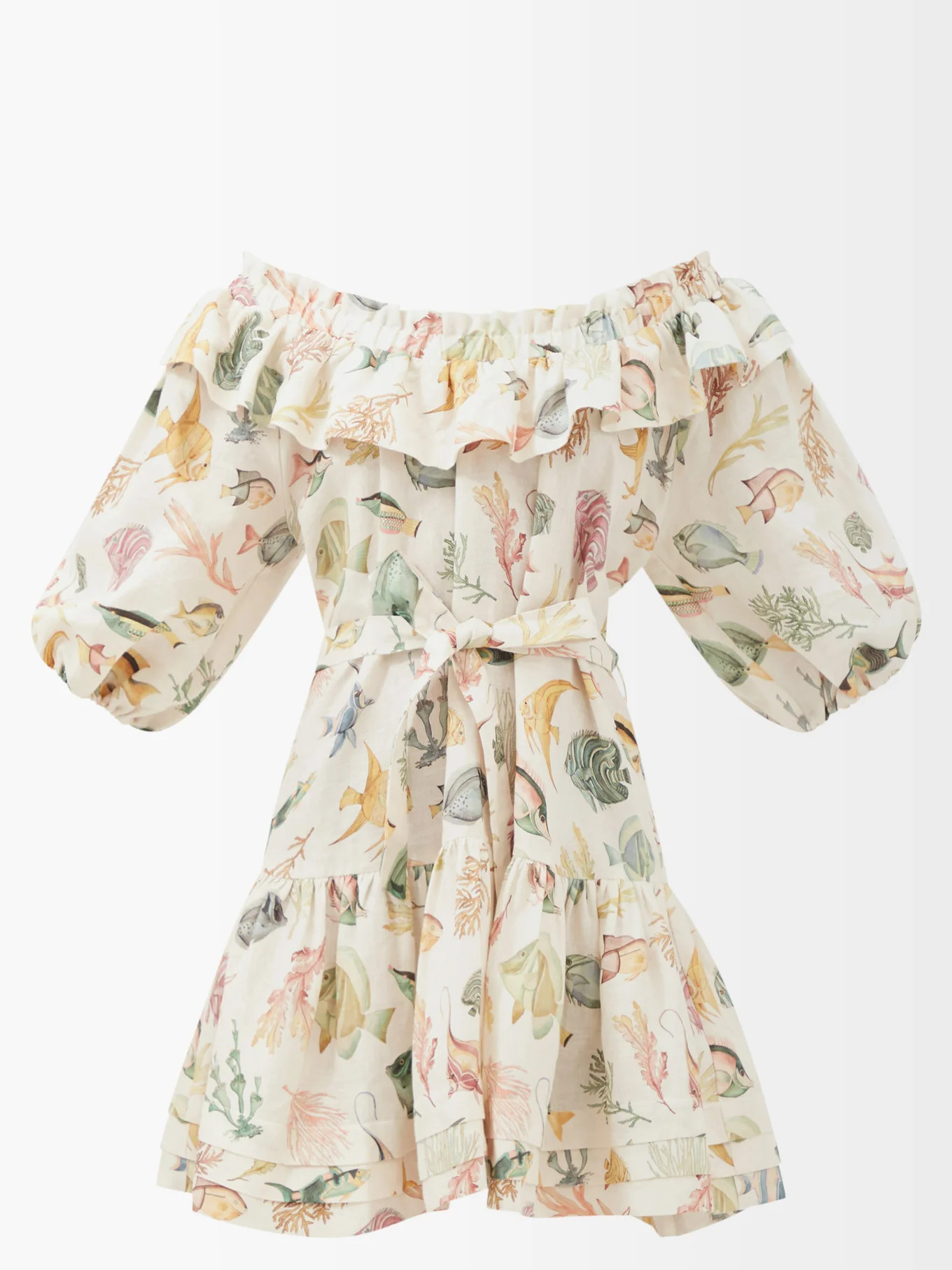 Wanda aquatic-print flax-voile mini dress | ALÉMAIS | Matches (US)