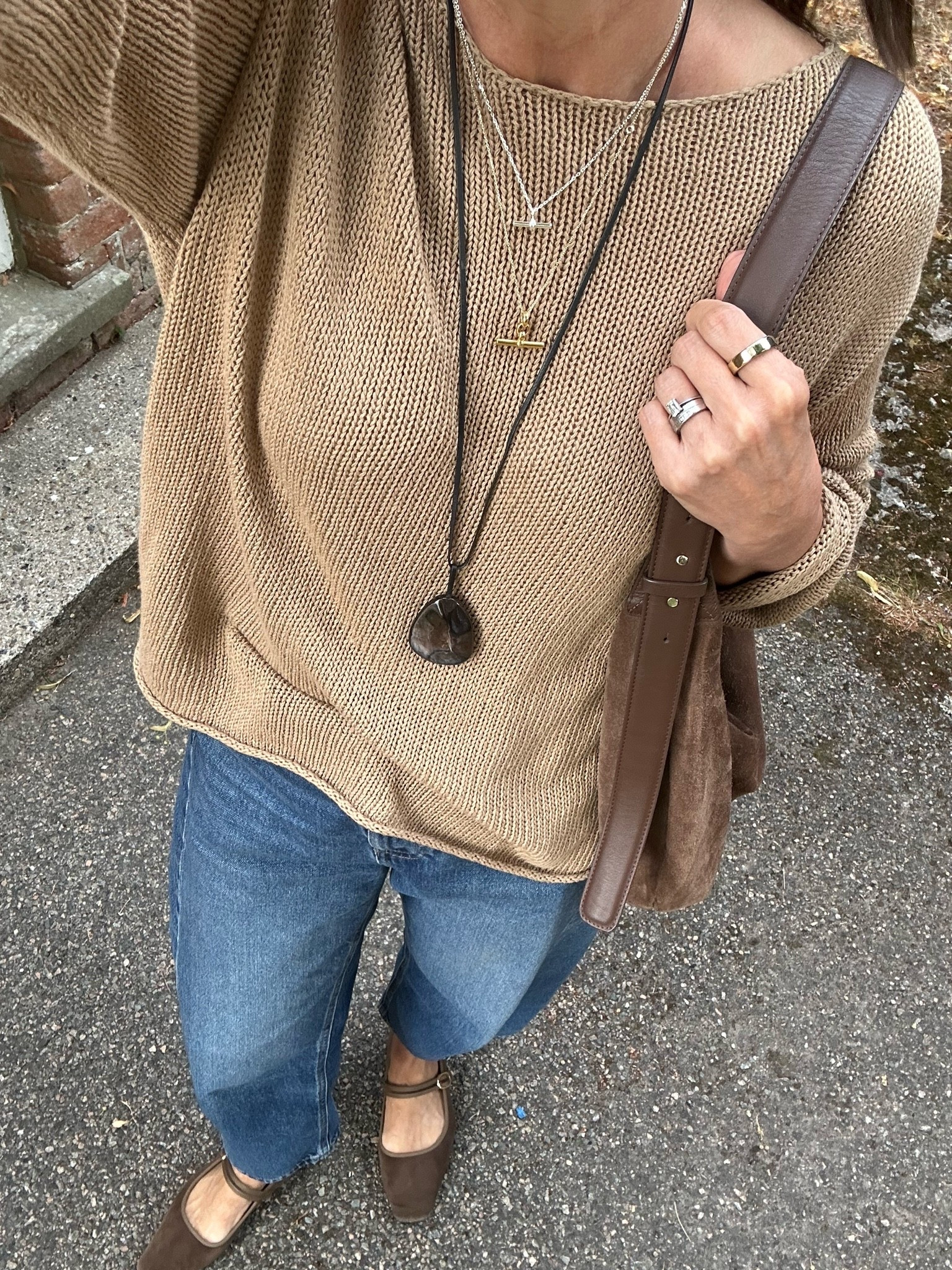Lots of warm tones and textures to add interest to a simple jeans look 🤎

#LTKuk #LTKautumn #LTKover50style