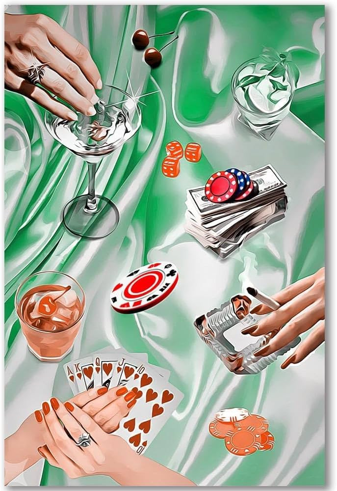 cupmod Vintage Poker Paint by Numbers Kit for Adults Beginner,DIY Acrylic Oil Painting by Number ... | Amazon (US)
