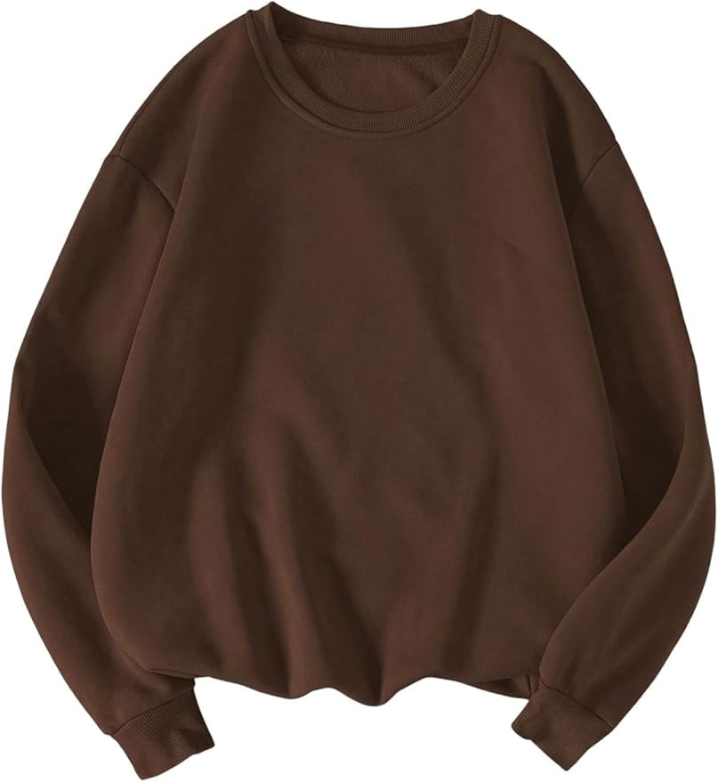 Women's Crewneck Long Sleeve Sweatshirts Drop Shoulder Basic Casual Pullovers | Amazon (US)