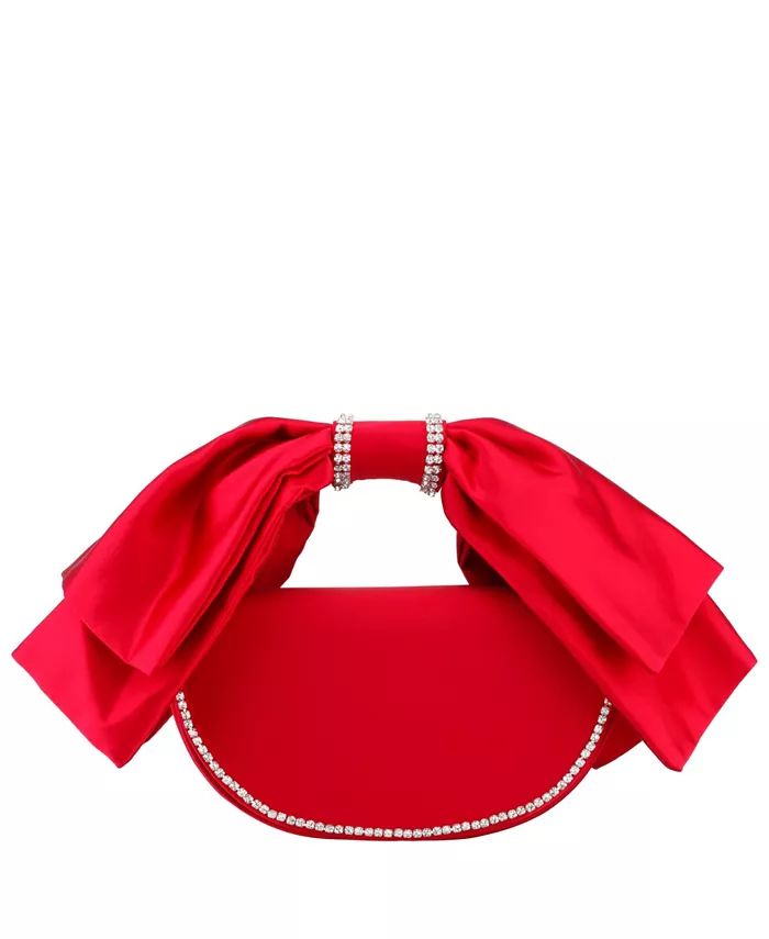 Women's Crystal Trim Satin Bow Clutch Bag | Macys (US)