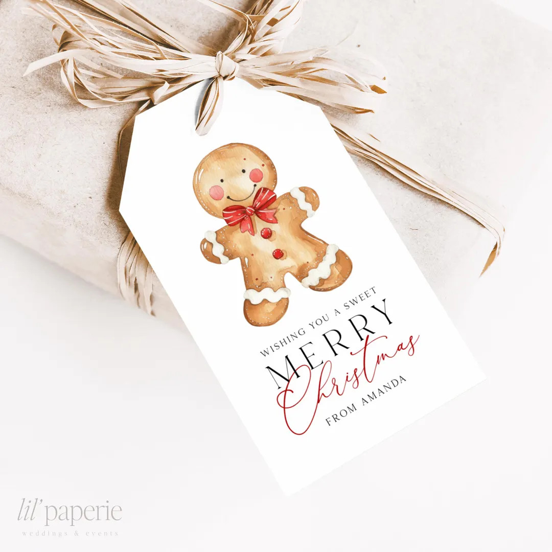 Christmas Gingerbread Man Tag, Printable Cookie Christmas Gift Tag, Editable Wishing You A Sweet ... | Etsy (US)