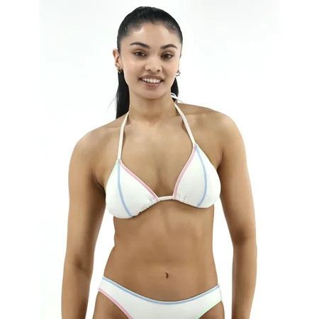No Boundaries Contrast Stitch Triangle Swim Top Sizes XXS -XXL | Walmart (US)