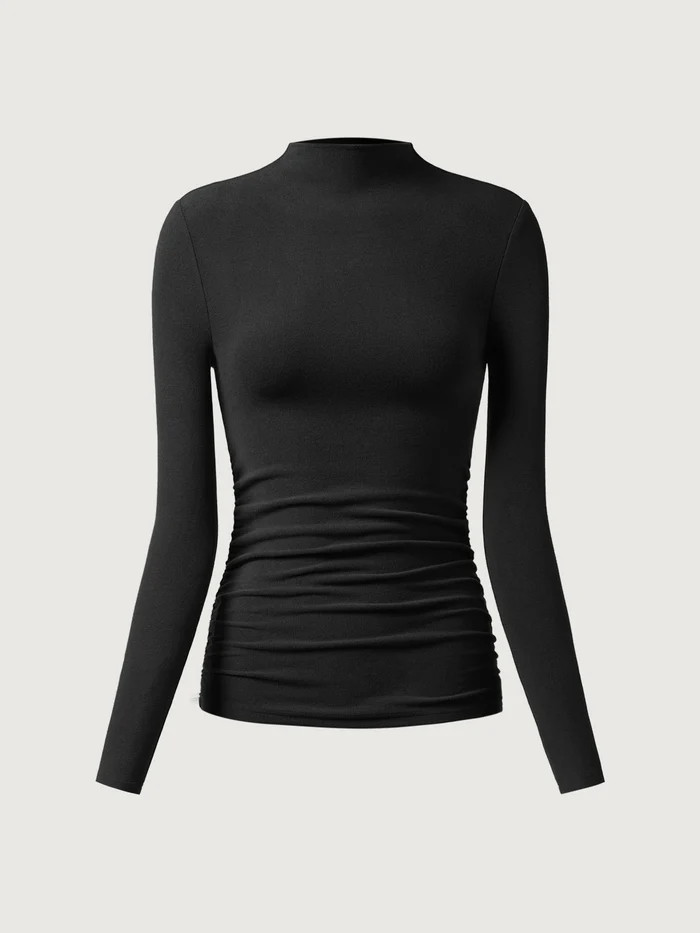 Thermal Ruched Sides Tuckable Mockneck Top | OGLmove
