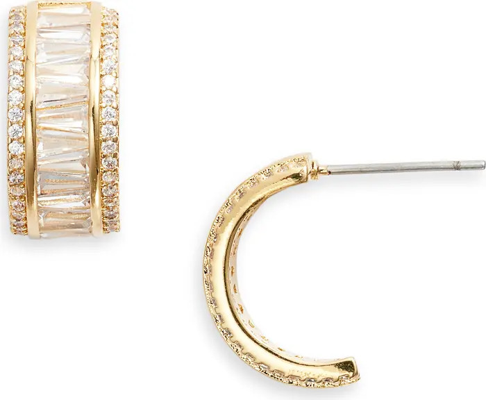 Baguette Cubic Zirconia Hoop Earrings | Nordstrom