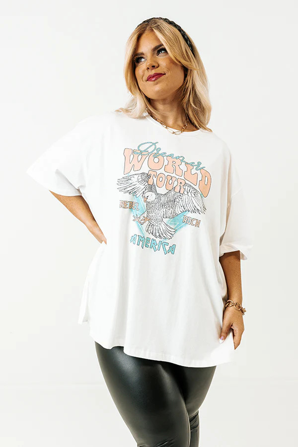 Dreamer World Tour Graphic Tee In White Curves | Impressions Online Boutique