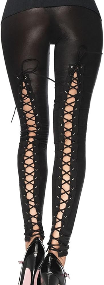 Wet Look Leggings With Hook And Eye Sides (Black;Large) | Amazon (US)