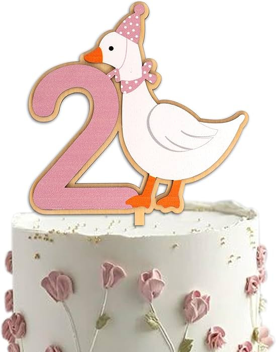 One Silly Goose Cake Topper - Pink Number2 Cake Decoration for Boys and Girls,2nd Birthday White ... | Amazon (US)
