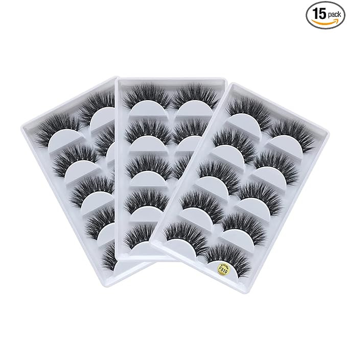 15 Pairs 3D Mink False Lashes, Wholesale Handmade Reusable 3D Faux Mink Fake Eyelashes, Wispy Lon... | Amazon (US)
