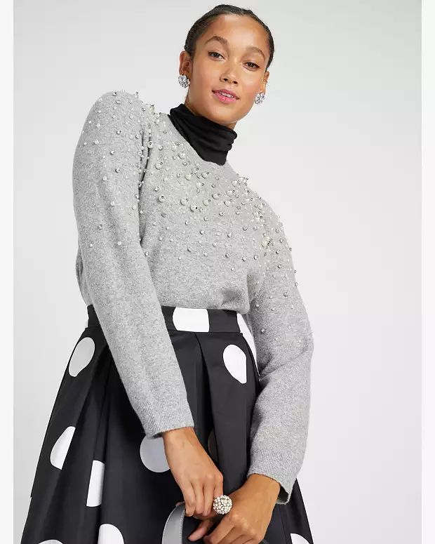 Pearl Rhinestone Embellished Sweater | Kate Spade Outlet