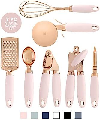 COOK With COLOR 7 Pc Kitchen Gadget Set Copper Coated Stainless Steel Utensils with Soft Touch Pi... | Amazon (US)